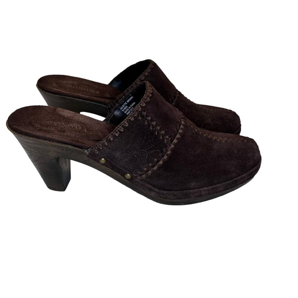 Sonoma Juliette Brown Suede Leather Slip On Mules Clogs Shoes Sz 9.5M - Picture 6 of 13